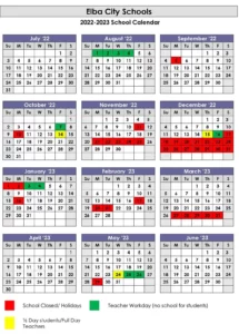 Elba City Schools Calendar 2022-2023