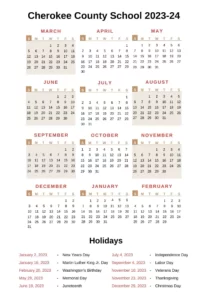 Cherokee County School Calendar