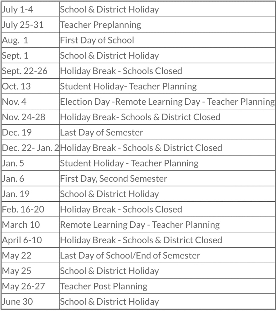 Cherokee County Schools Holidays