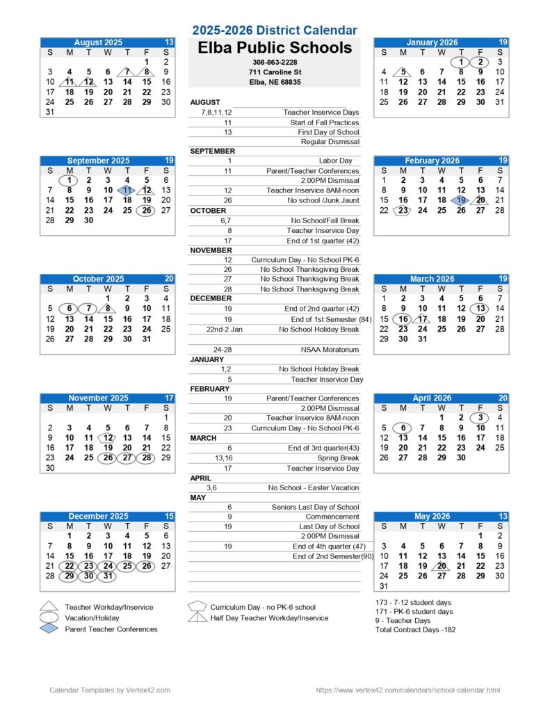 Elba City Schools Calendar 2025